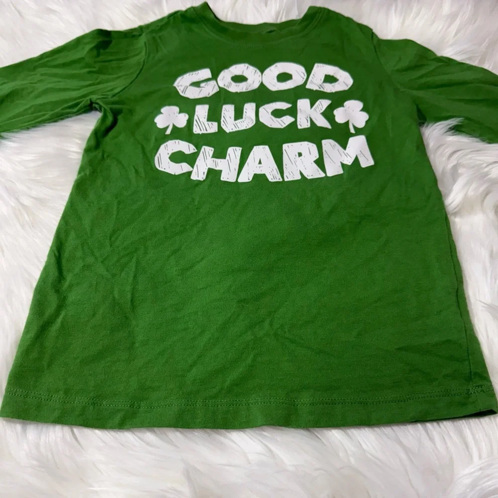 Carter's Youth Boy Size 6 Green 'Good Luck Charm' Long Sleeve Shirt